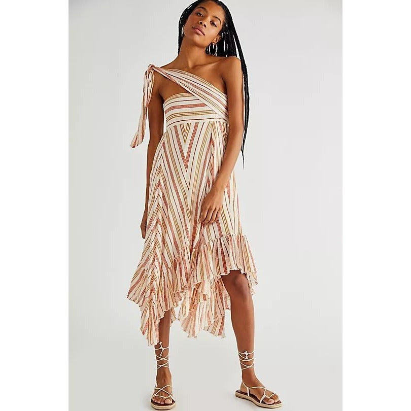 Free People Giselle Ivory Striped Convertible Skirt Dress - XS