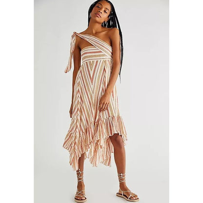 Free People Giselle Ivory Striped Convertible Skirt Dress - XS