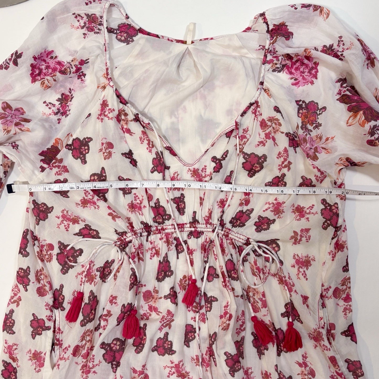 Free People Camella Floral Mini Dress Pink Red Floral Ivory Combo - L