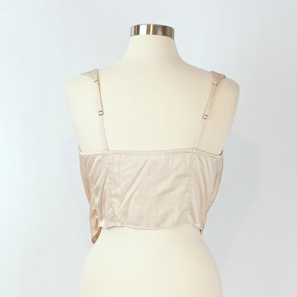 Abercrombie & Fitch Satin Cowl Neck Crop Top Tank Champagne - M