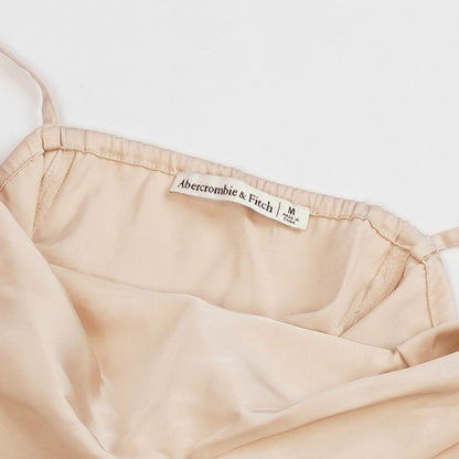 Abercrombie & Fitch Satin Cowl Neck Crop Top Tank Champagne - M