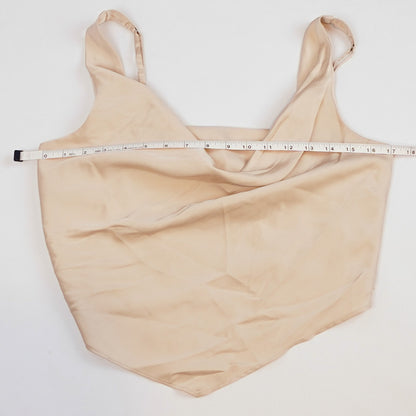 Abercrombie & Fitch Satin Cowl Neck Crop Top Tank Champagne - M