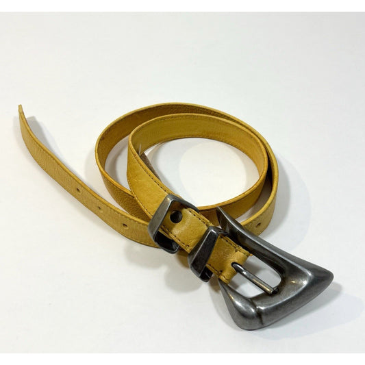 Free People Billie Leather Belt Honey Yellow - S/M