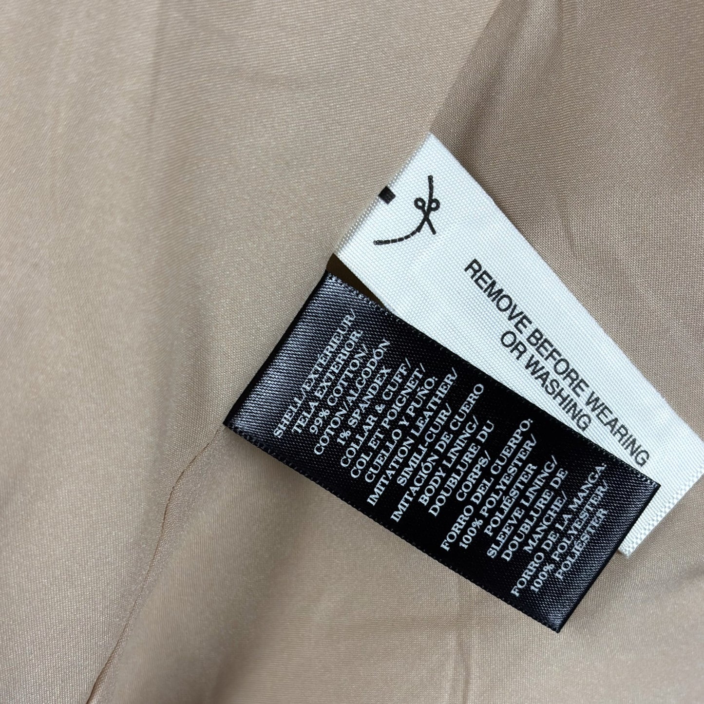 Ann Taylor Utility Blazer Beige Vegan Leather Cuffs - 2