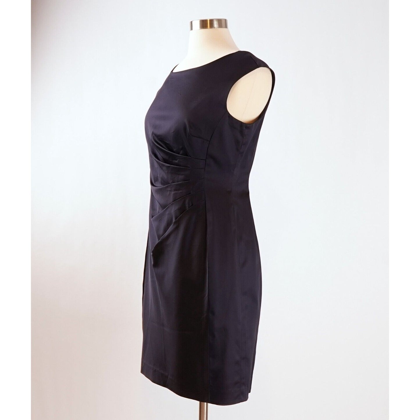 Ralph Lauren Navy Ruched Satin Sheath Dress - 12P