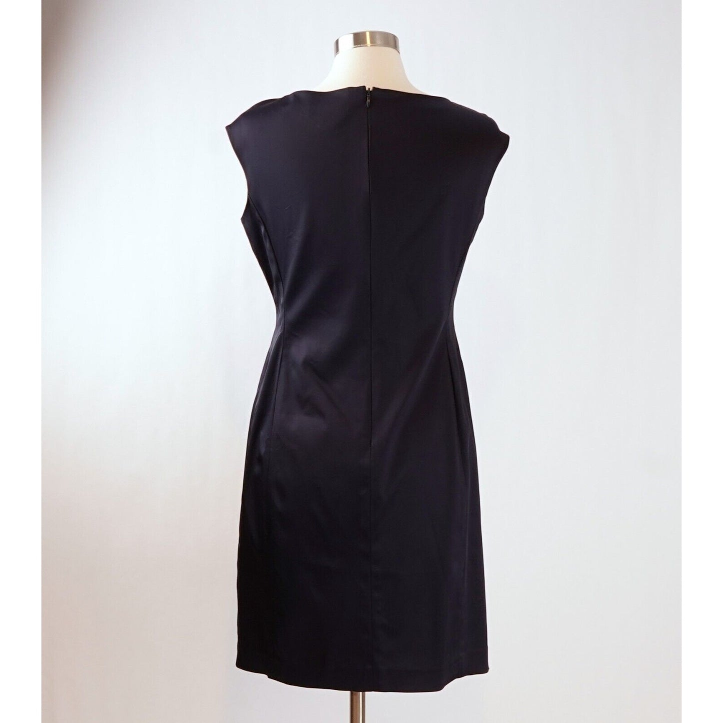 Ralph Lauren Navy Ruched Satin Sheath Dress - 12P