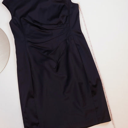 Ralph Lauren Navy Ruched Satin Sheath Dress - 12P