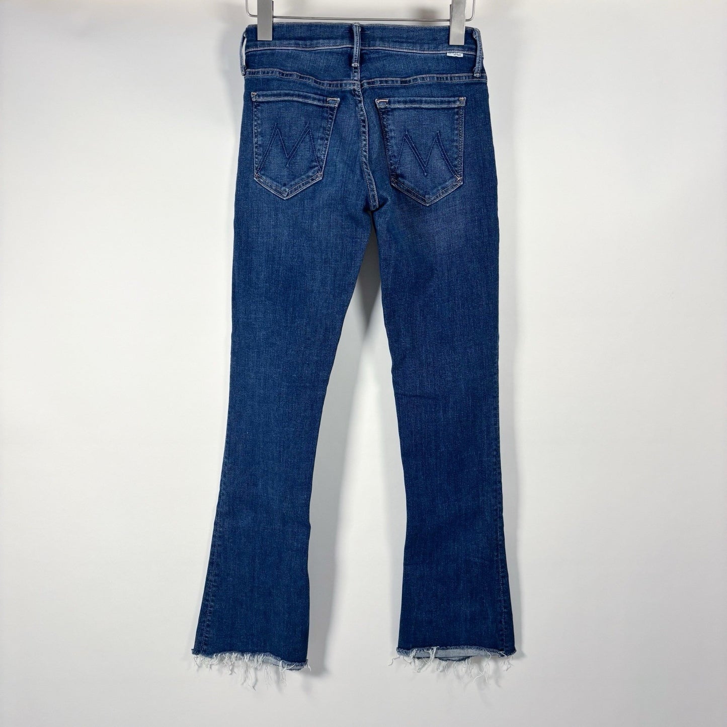 MOTHER The Runaway Fray Jeans Low-Mid Rise Slender Flare Medium/Dark Wash - 26