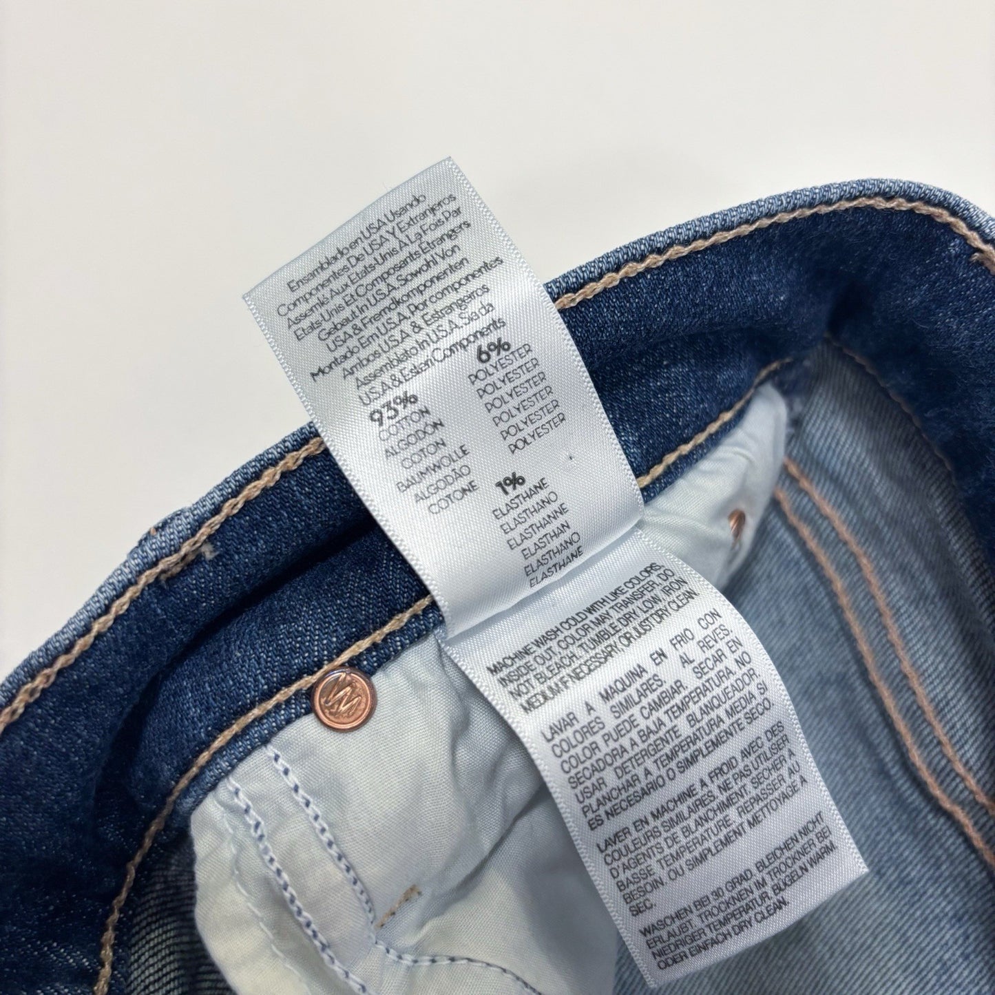 MOTHER The Runaway Fray Jeans Low-Mid Rise Slender Flare Medium/Dark Wash - 26