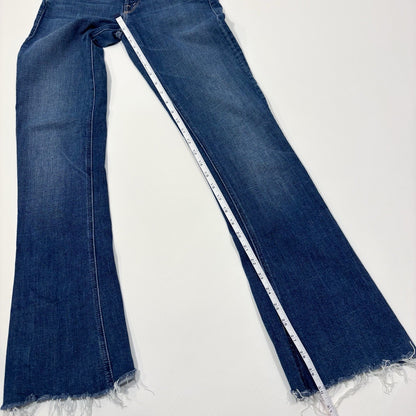 MOTHER The Runaway Fray Jeans Low-Mid Rise Slender Flare Medium/Dark Wash - 26