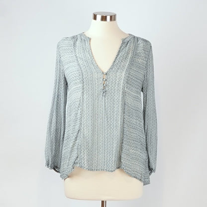 Joie Parmena Sheer Blue 100% Silk Long Sleeve Blouse - S