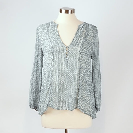 Joie Parmena Sheer Blue 100% Silk Long Sleeve Blouse - S