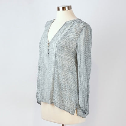 Joie Parmena Sheer Blue 100% Silk Long Sleeve Blouse - S