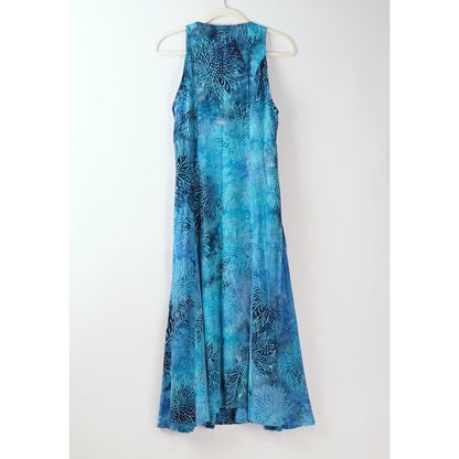 Mexicali Blues Button Front Midi Maxi Dress Sunflower Blue Tie Dye - S
