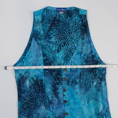 Mexicali Blues Button Front Midi Maxi Dress Sunflower Blue Tie Dye - S