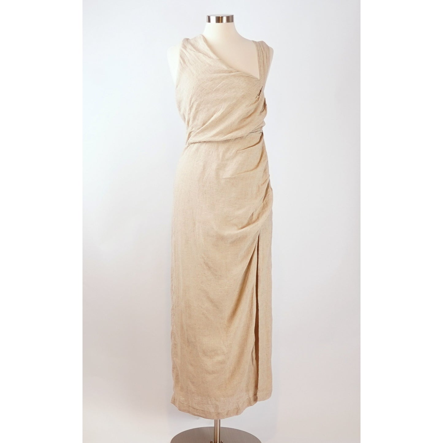 By Anthropologie Asymmetric Linen Maxi Dress - M