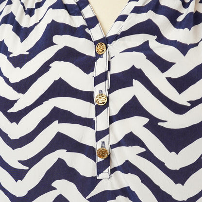 Lilly Pulitzer Elsa Silk Long Sleeve Blouse Navy Bird - S