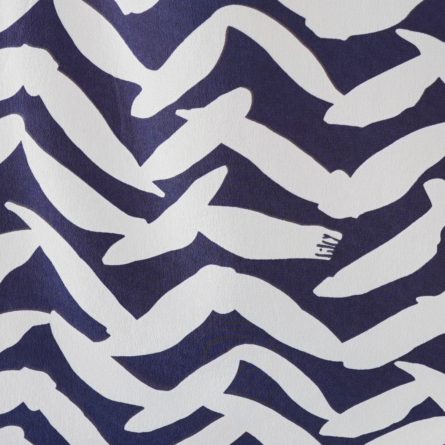 Lilly Pulitzer Elsa Silk Long Sleeve Blouse Navy Bird - S