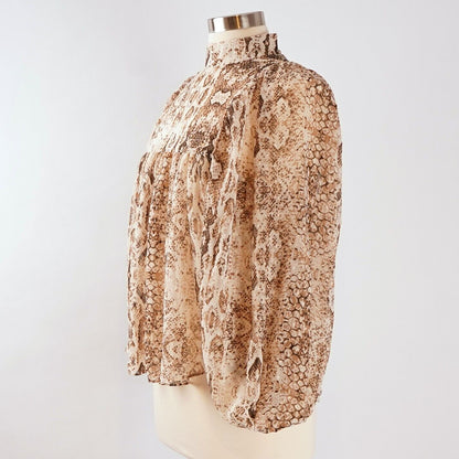 Bardot Snake Print Blouse Brown Cream - XS