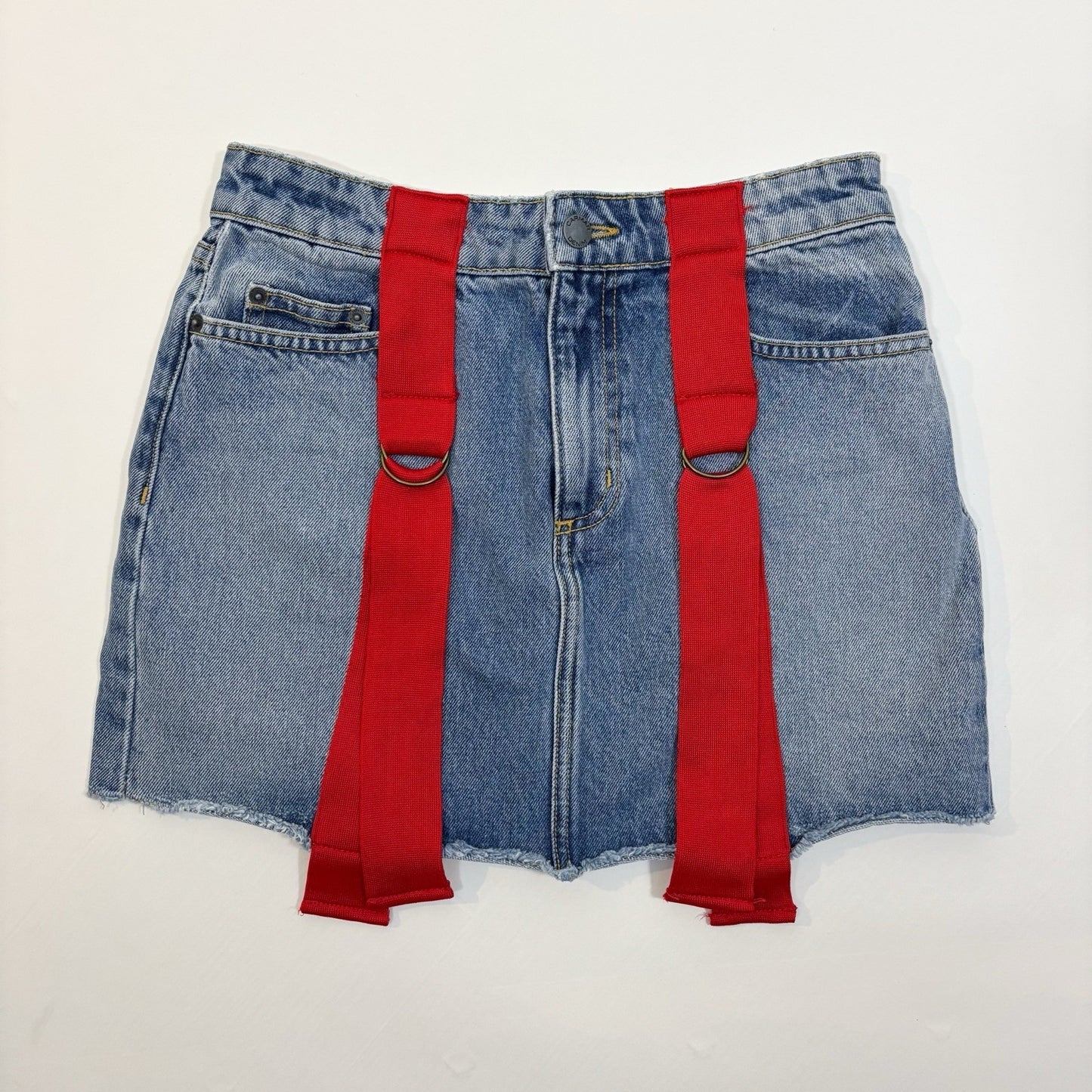 Carmar Colin String Denim Mini Skirt Red Ribbon Pop - 28