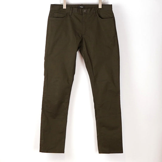 Theory Raffi Pants Slim Fit Straight Leg Olive Forest Green - 34