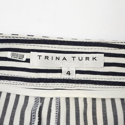 Trina Turk Wide Leg Cropped Pants Navy Nautical Striped - 4