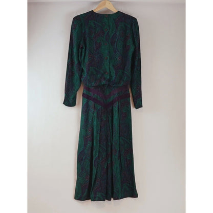 Patty O'Neil Floral/Paisley Button Back Dress - 6 - Vintage 80's