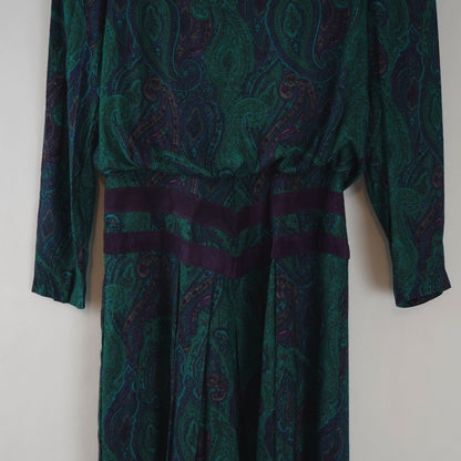 Patty O'Neil Floral/Paisley Button Back Dress - 6 - Vintage 80's