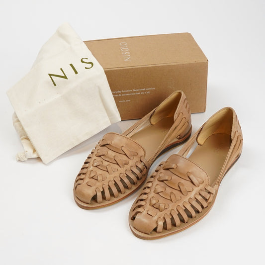 Nisolo Huarache Flat Woven Leather Sandals Almond Brown - 8.5