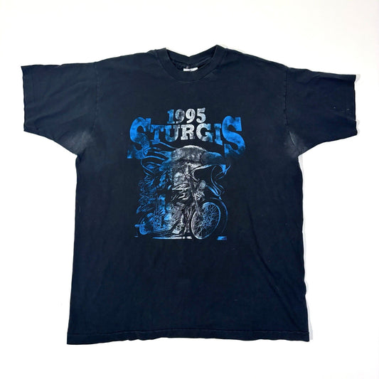 Sturgis 1995 Bike Rally Eagle Graphic T Shirt Vintage Single Stitch *Imperfect - XL
