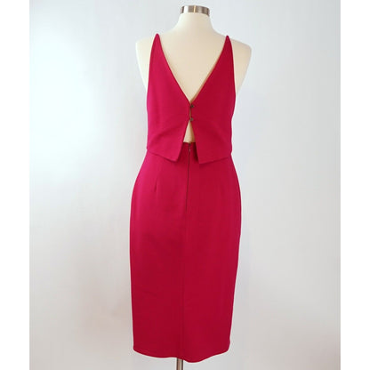 Nicholas Fuchsia Deep V Midi Dress - 8