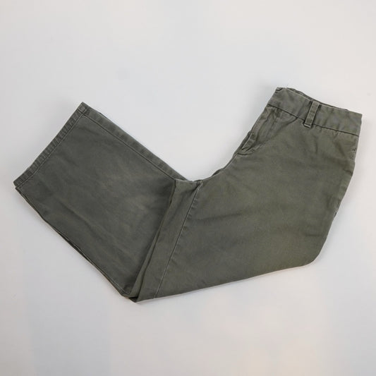 Gap Wide Leg Cropped Capri Olive Chino Pants - 4