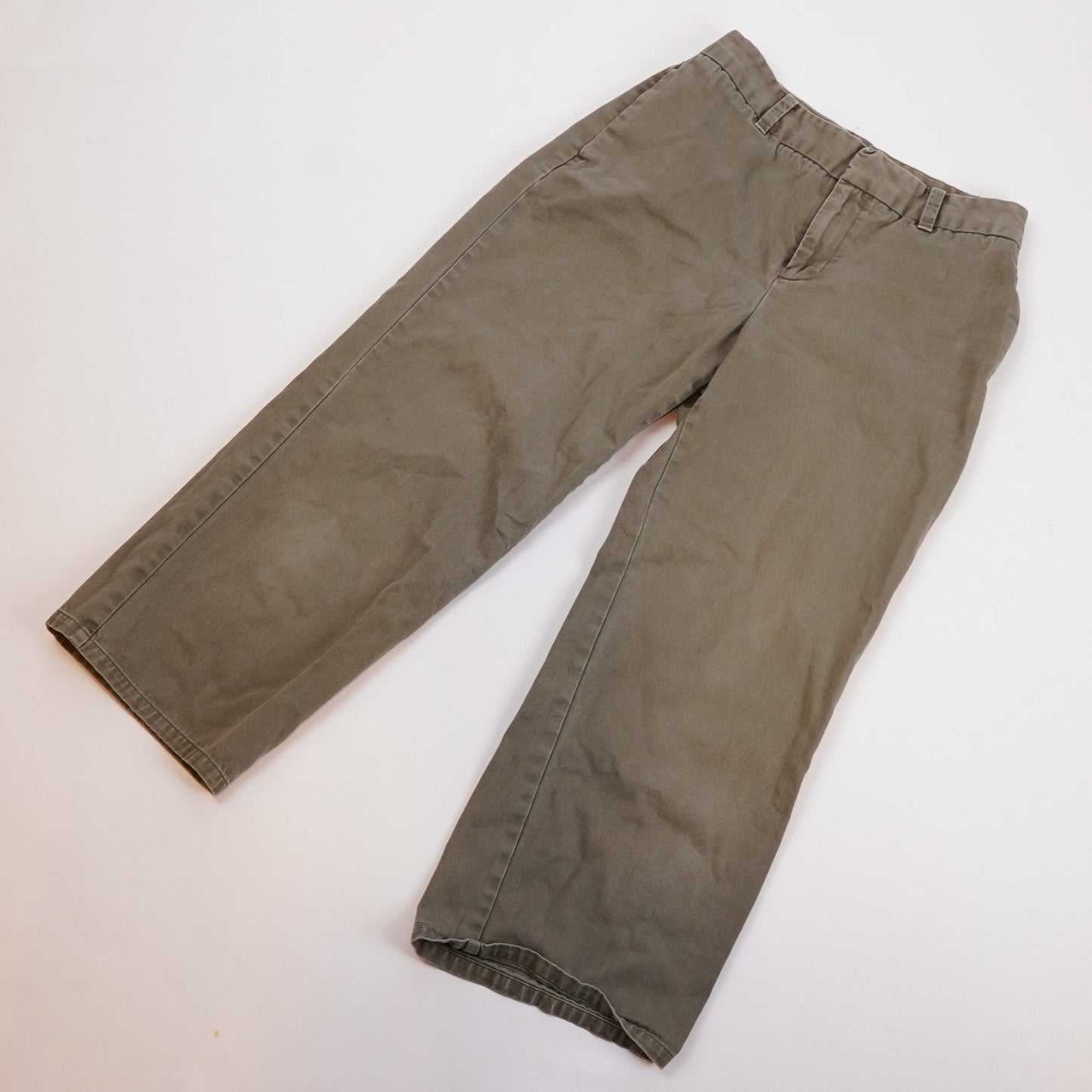 Gap Wide Leg Cropped Capri Olive Chino Pants - 4