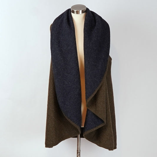Anthropologie Lydia Long Draping Reversible Vest Navy Green Cardigan Duster - OS
