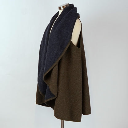 Anthropologie Lydia Long Draping Reversible Vest Navy Green Cardigan Duster - OS