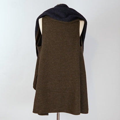 Anthropologie Lydia Long Draping Reversible Vest Navy Green Cardigan Duster - OS