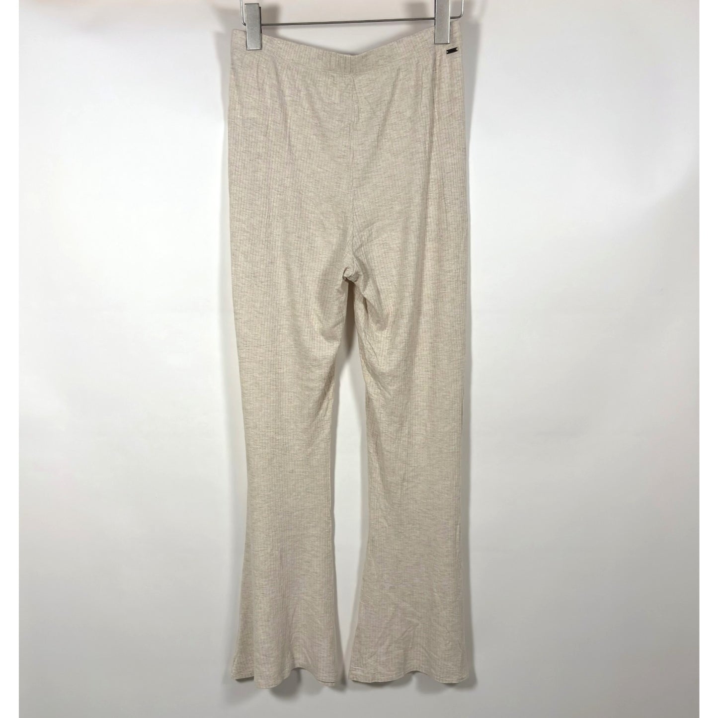 O'Neill Dallen Ribbed Knit Flare Pants Oatmeal Heather High Rise - L