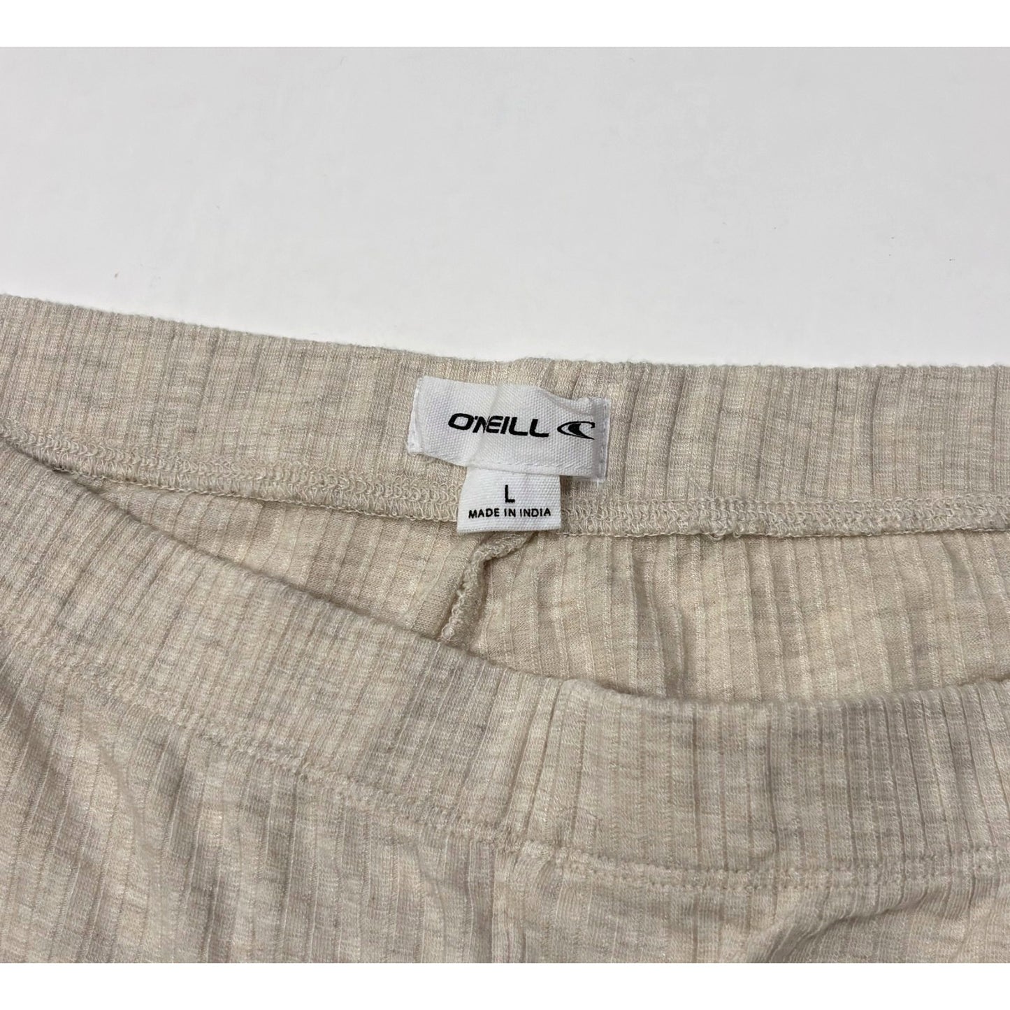 O'Neill Dallen Ribbed Knit Flare Pants Oatmeal Heather High Rise - L