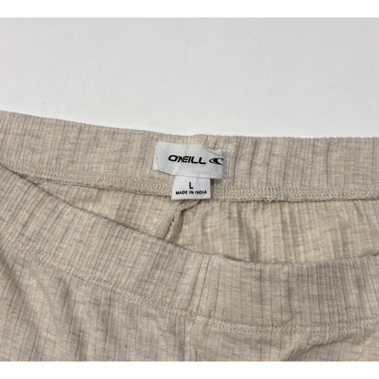 O'Neill Dallen Ribbed Knit Flare Pants Oatmeal Heather High Rise - L