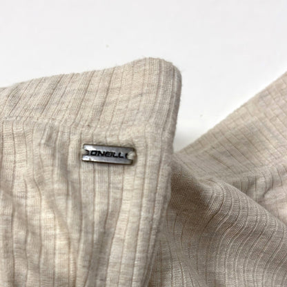O'Neill Dallen Ribbed Knit Flare Pants Oatmeal Heather High Rise - L