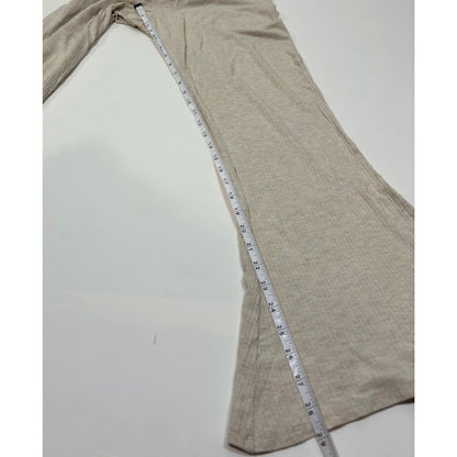 O'Neill Dallen Ribbed Knit Flare Pants Oatmeal Heather High Rise - L