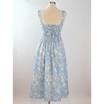 Lait Collection Luna Lace-Bow Floral Midi Dress - M