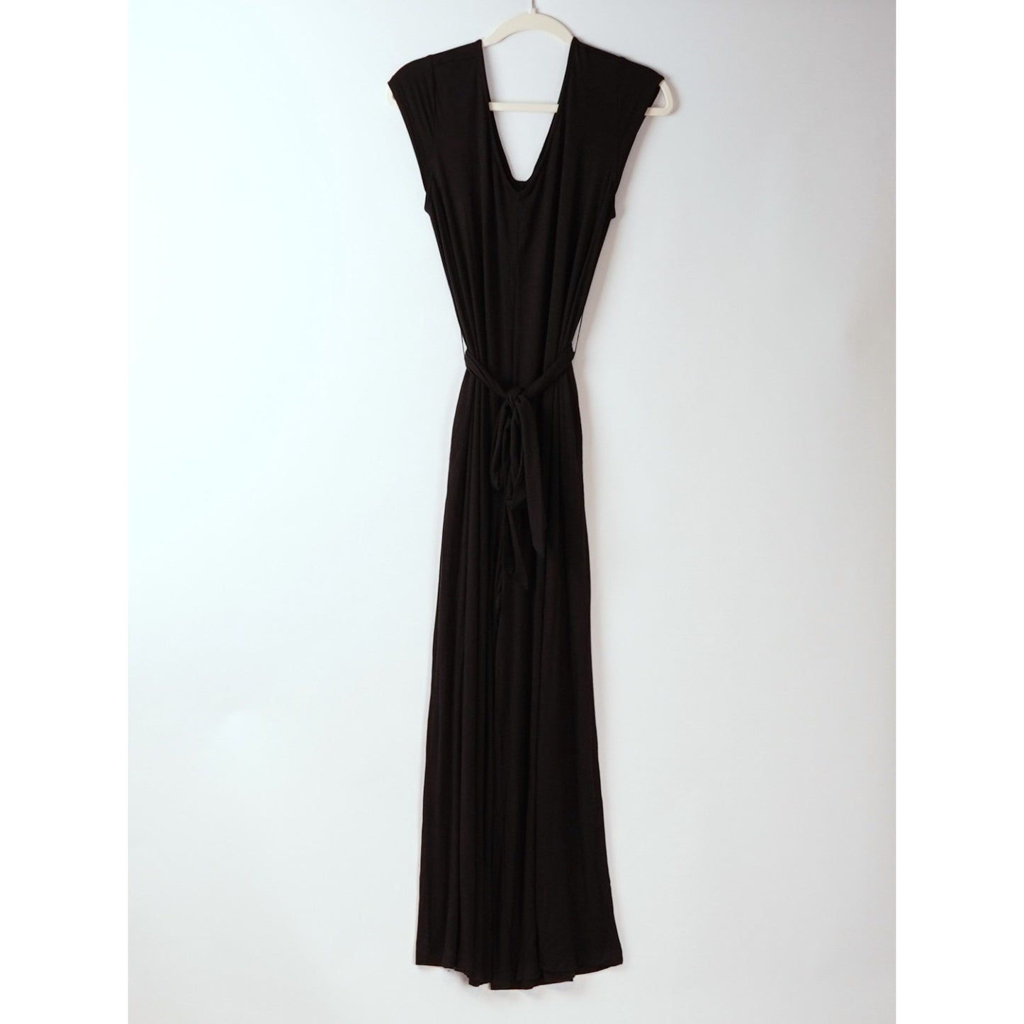 Betabrand Day to Night Wide Leg Jumpsuit Black Belted - S