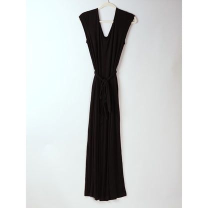 Betabrand Day to Night Wide Leg Jumpsuit Black Belted - S