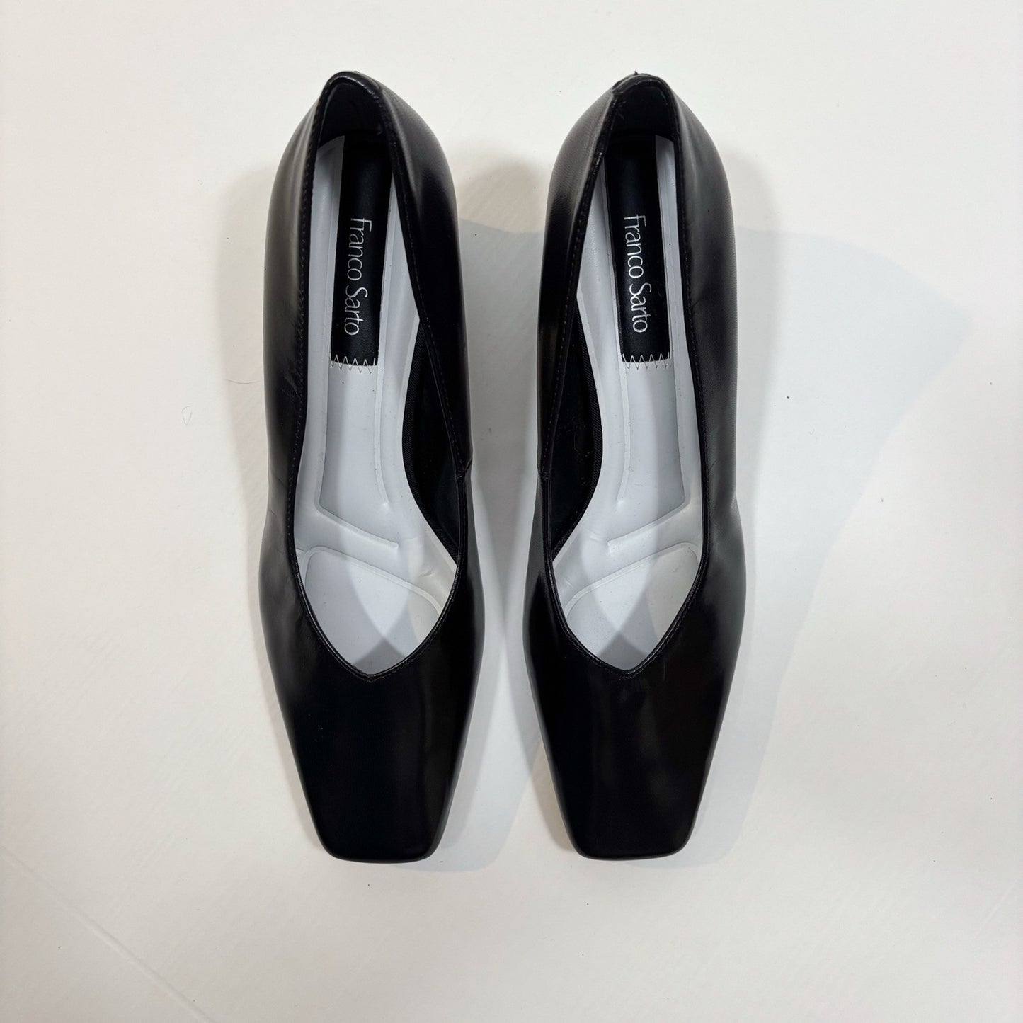 Franco Sarto Pisa Square Toe Pump Tan Nude Black Patent Leather - 8.5