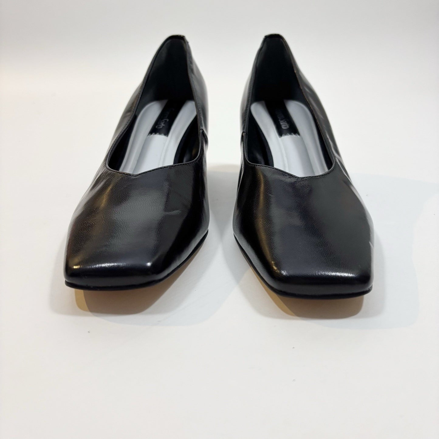 Franco Sarto Pisa Square Toe Pump Tan Nude Black Patent Leather - 8.5