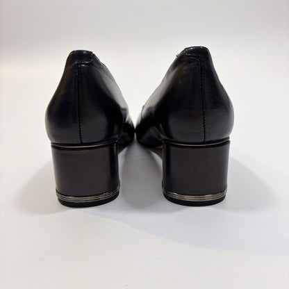 Franco Sarto Pisa Square Toe Pump Tan Nude Black Patent Leather - 8.5