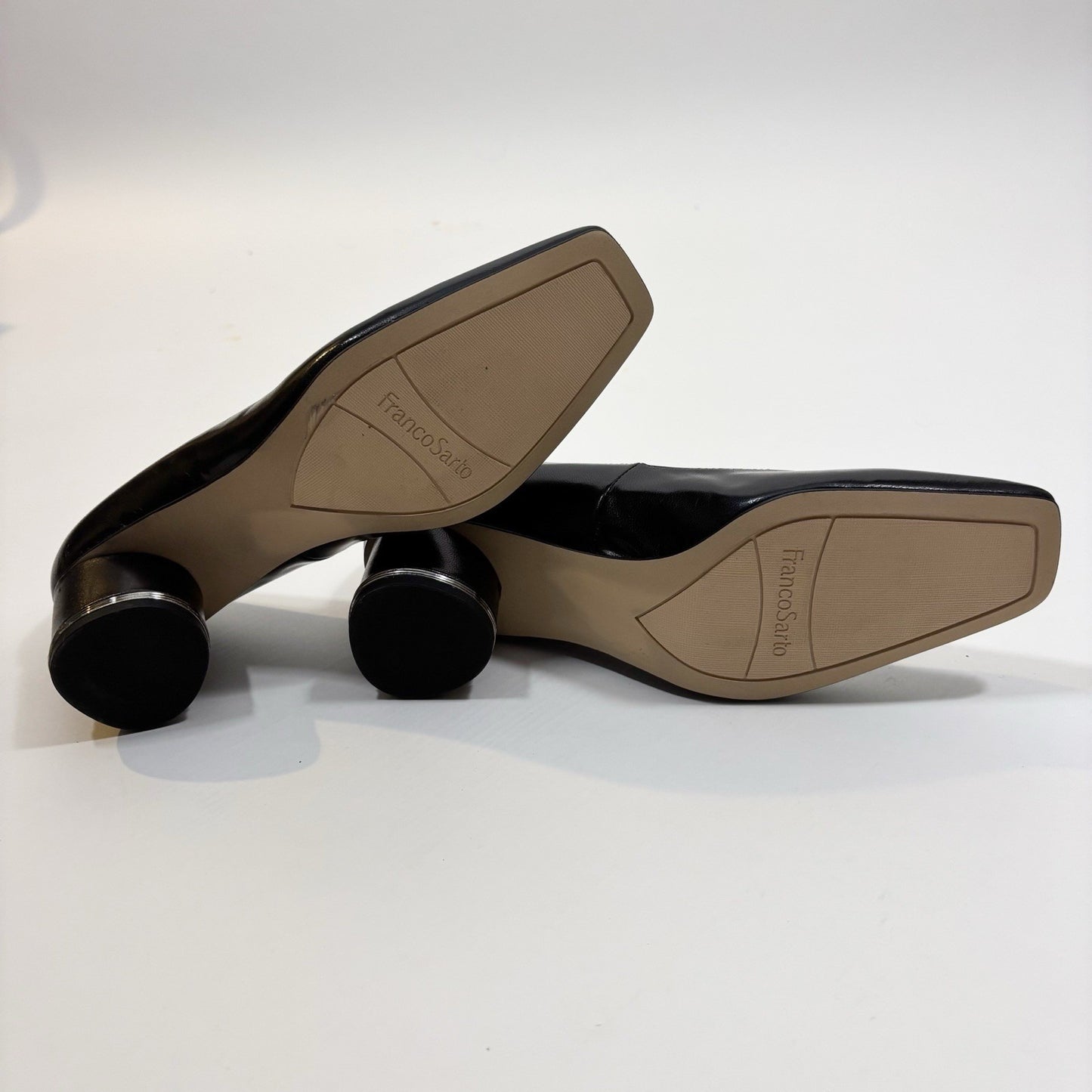 Franco Sarto Pisa Square Toe Pump Tan Nude Black Patent Leather - 8.5