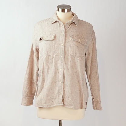 Madewell Donegal Flannel Kentwood Oversized Shirt Jacket Speckled Beige - S