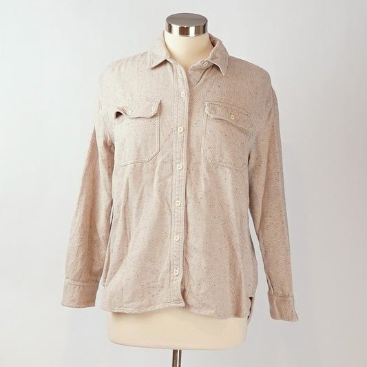 Madewell Donegal Flannel Kentwood Oversized Shirt Jacket Speckled Beige - S
